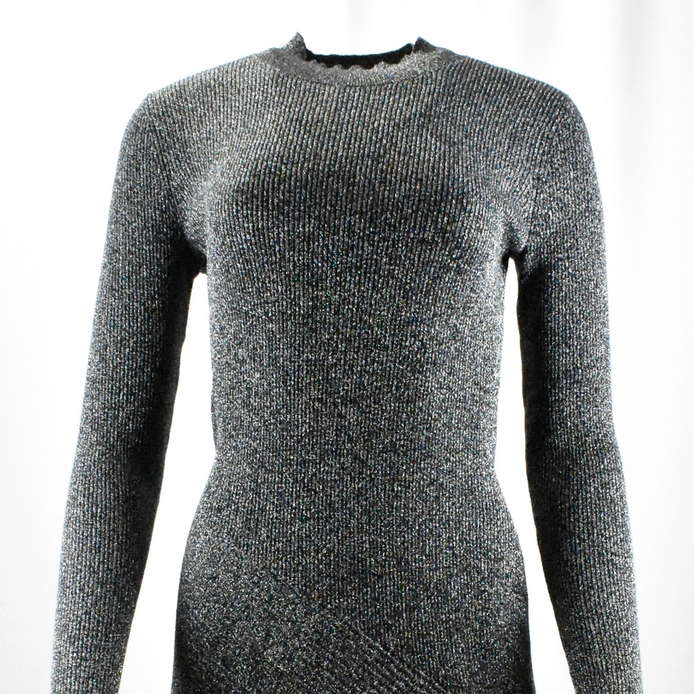 !! Ribbed Long Sleeve Metallic Sweater Dress !!